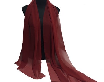 Dark Red-Sheer-Georgette-Chiffon-Shawl-Formal-Evening -Casual-Pashmina-Scarf-Shawl-Wrap-Weddings-Brides-Gifts-Red-deepwedding-bridal-bride