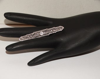 Vintage 14k Art Deco, Victorian Era Filigree Diamond Brooch.