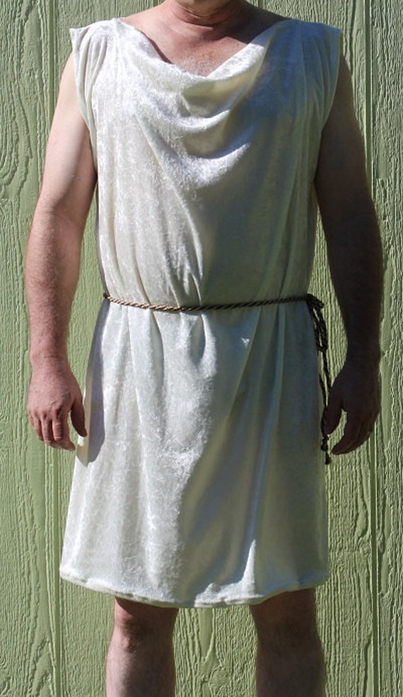 Greek Chiton Tunic Ivory Velvet Costume Toga Reenactment