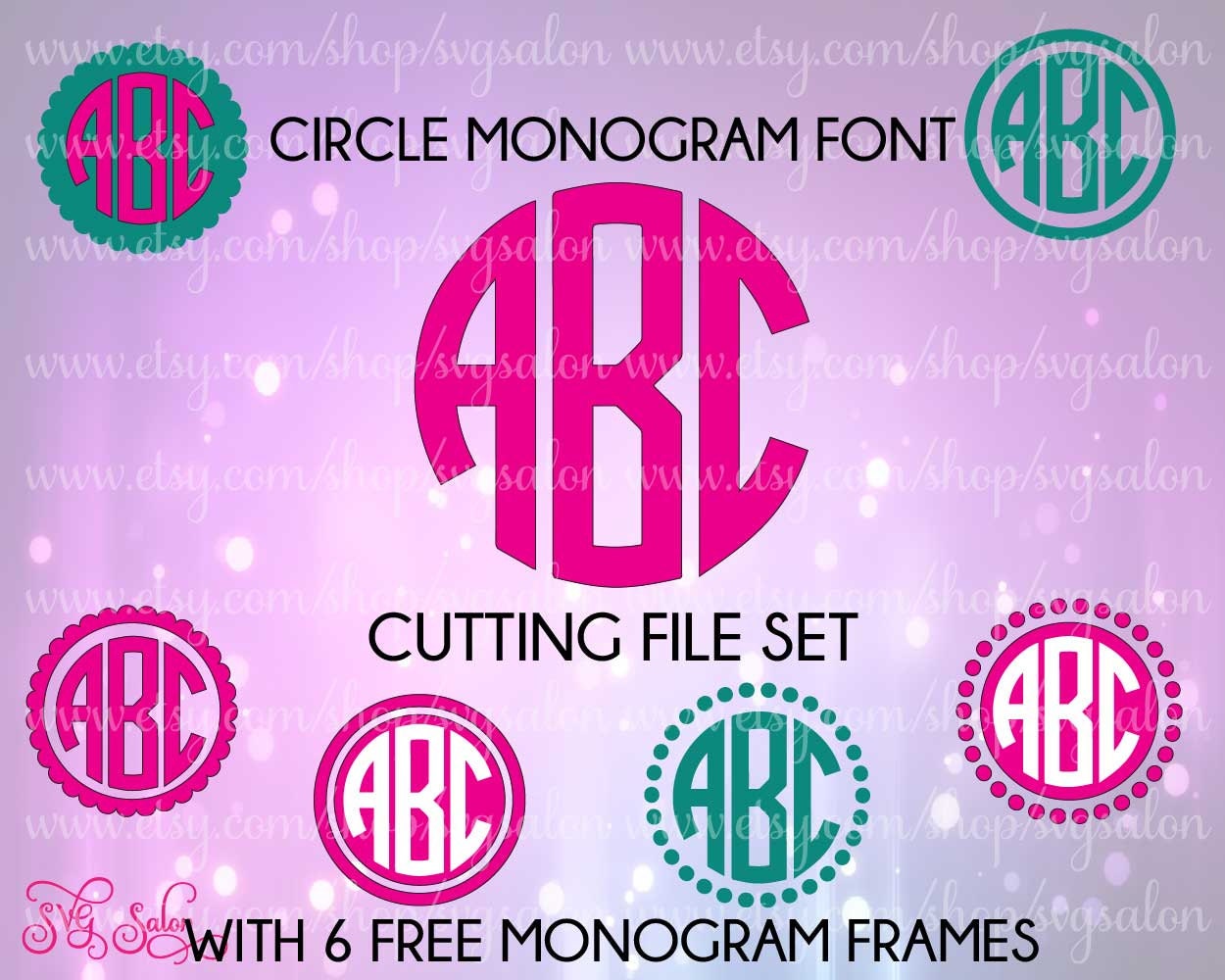 Download Circle Monogram Font Letters with Set of Six Free by SVGSalon