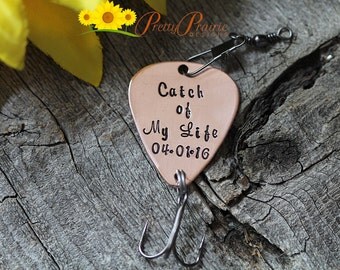 Personalized Fishing Lure - Engagement, Wedding, or Birthday Fishing Gift - Catch of My Life with Custom Date