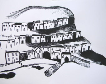 sILK SCREEN PRINT OF New Quay Ceredigion