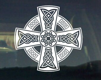 CELTIC CROSS GRAPHIC car vinyl decal sticker window croix celtique irish cross Cheilteach truck window bumperlaptop