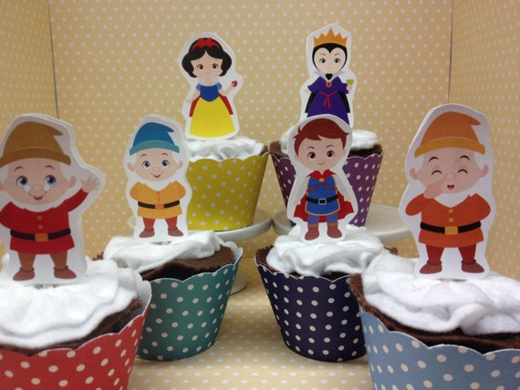 Snow White And The 7 Dwarfs Party Cupcake Topper Decorations