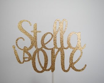 1st Birthday Cake Topper, Personalized Cake Topper, Gold Glitter ONE Cake Topper, 1st Birthday Decor, Cake Topper, Smash Cake Topper