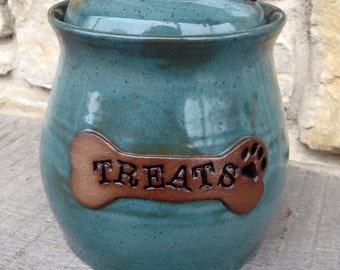 Dog Treat Jar, pottery dog treat canister