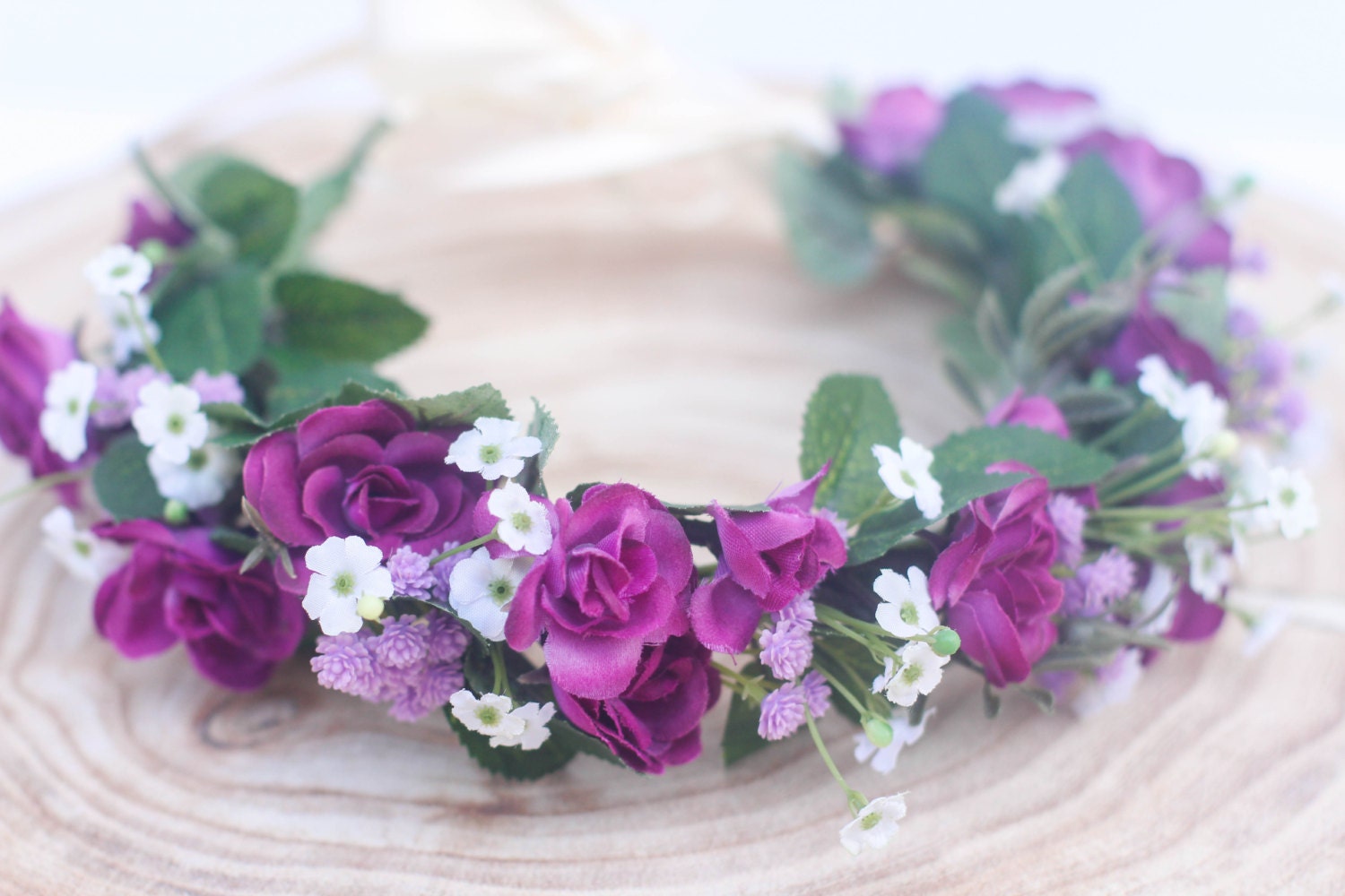 Purple flower crown headband Girl flower crown headband