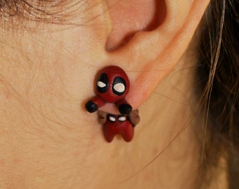 Deadpool earring. Select 1 earring or a pair (2 in ''quantity'')