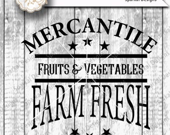 Farmer Mercantile Sign Stencil, Quotes Garden Digital Cutting design Digital Vinyl Stencil, Wood Sign Stencil SVG Cut File Silhouette Studio