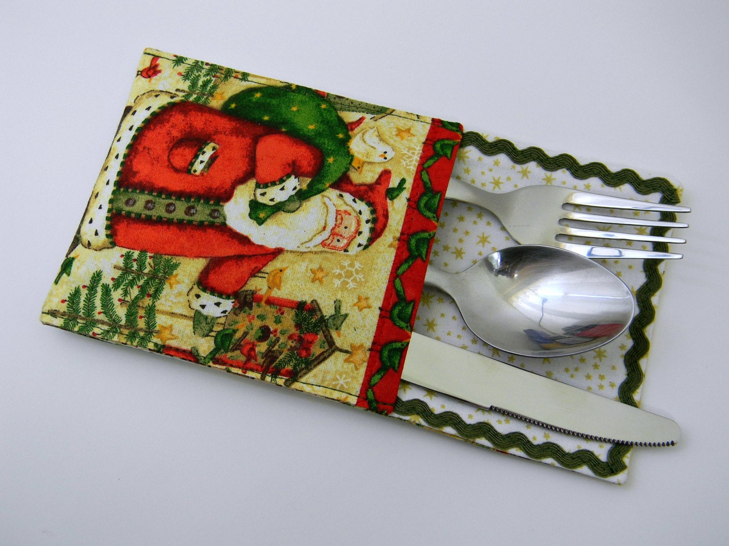 Christmas Silverware Holders Set of 6 Utensils Table Ware