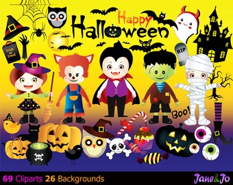69 Halloween Cliparts 26 Backgrounds,HALLOWEEN Digital Clipart,Halloween Clipart,Halloween Clip Art Printables,Clipart,Halloween Owl Clipart