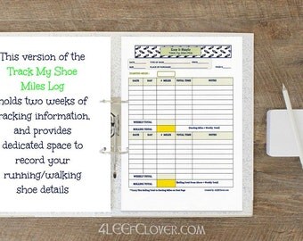 Printable Running Log - Running Journal - Track My Shoe Miles Log Bi-Weekly - Downloadable Walking log - Mile Tracker - Keep It Simple.