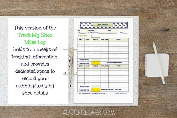 Printable Running Log Running Journal Track My Shoe Miles