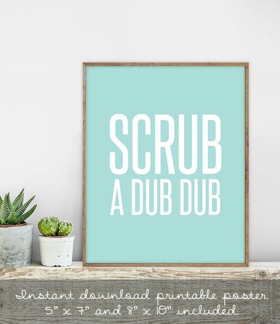 scrub a dub dub poster / wall art print DIY / mint tiffany