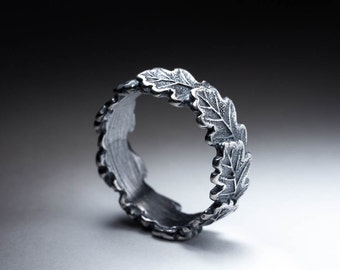 Oak Leaves Ring, sterling silver, selectable size, handmade, MADE to ORDER ..... Oak Leaf, Foliage Ring