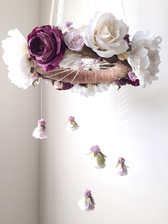 Royal purple nursery flower mobile crib mobile baby girl