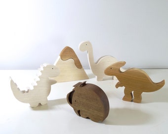 Wooden toys Dinosaurs and wooly mammoth // Baby wooden toys // Natural Organic Toys // baby gift // Christmas Gift