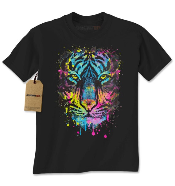 Mens Tiger Paint Drip Shirt Printed Unisex Adult Abstract