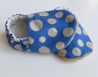Ready to Ship - Baby Boy Shoes - Baby Moccs - Soft Sole Baby Shoes - Cloth Baby Shoes - Blue Boy Shoes - Baby Moccasins - Crib Booties