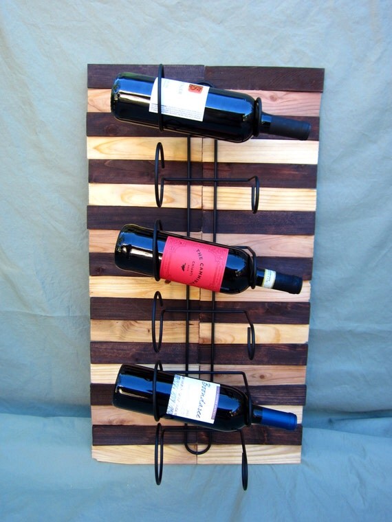Wall Mounted Striped Wine Rack Wall Decor Wine Holder Wood