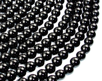 Black Onyx Beads, 8mm Round Beads, Full strand, 15.5 Inch, 48 beads, Hole 1mm, AA quality (140054003)