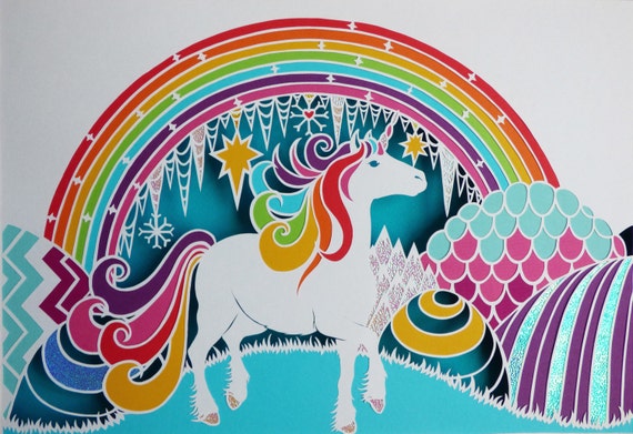 Download Rainbow Icy Magic Unicorn Single Layered Papercut Design ...