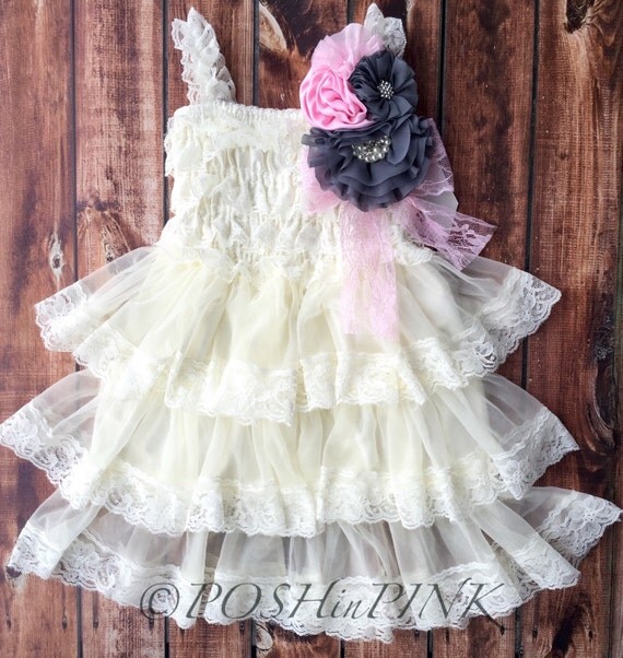 ivory vintage pink grey lace trio shabby chic headband rustic dress pin ivory pink gray lace by ivory vintage pink grey lace trio shabby chic headband rustic dress pin ivory pink gray lace by
