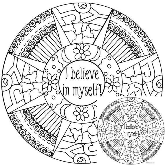 I believe in myself Mandala Printable Coloring Page