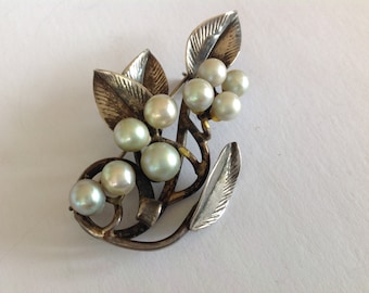 Vintage brooch/pin - Ming's Honolulu pearl and sterling silver - rare
