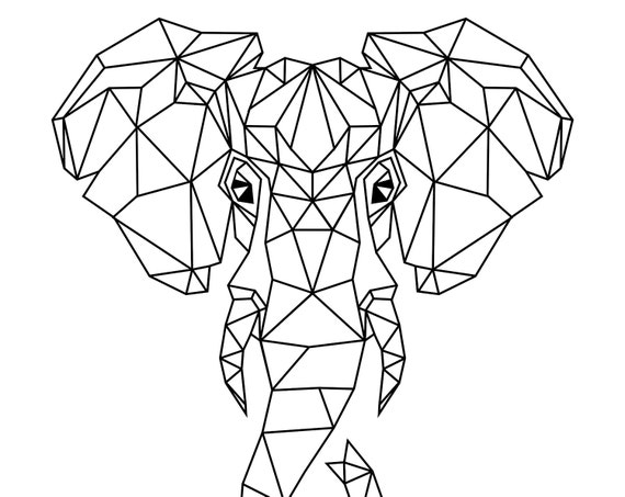 Éléphant tête géométrique imprimé éléphant triangles affiche