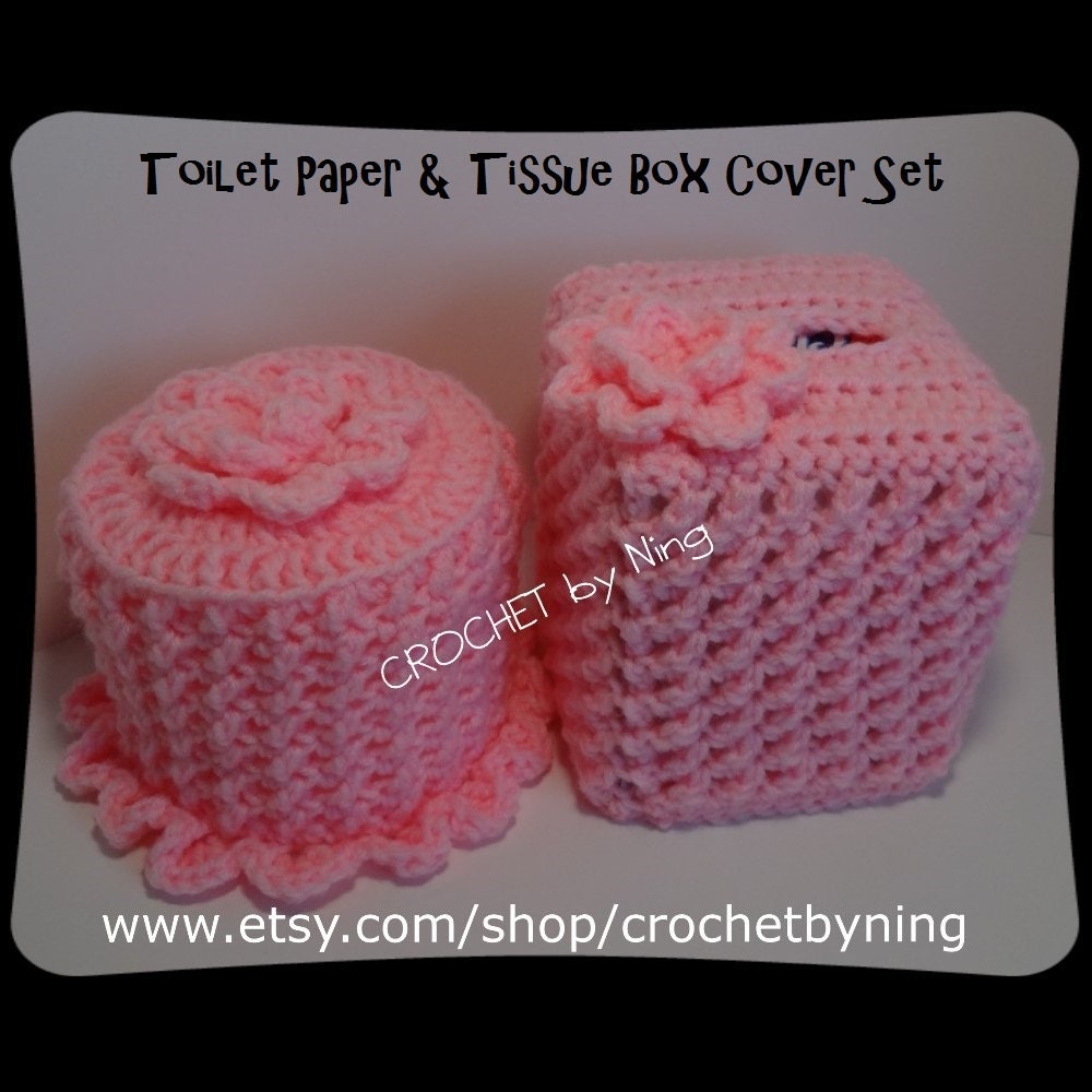 Custom Toilet Paper & Tissue Box Cover Set Crochet Toilet