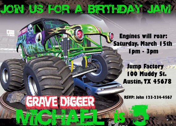 Printable MONSTER JAM Grave Digger Birthday Party by Tobutik
