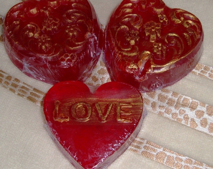 Cream Unique Gift for Women, Luxury Red Heart Scented Soaps, Heart Necklace, Awesome Valentine Gift, Birthday Gift, Mothers Day Gift