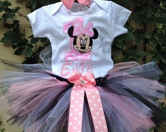 Pink Minnie Mouse 1st Birthday Outfit Pink Minnie Mouse Birthday Outfit Pink Minnie Mouse 1st Birthday Shirt Personalized Minnie Mouse