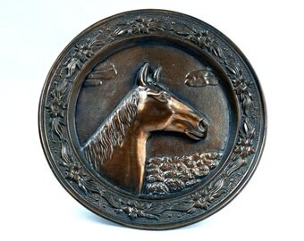 Horse Picture - Copper Horse Plate - Horse Relief - Vintage Horse Plate - Decorative Plate - Horse Lover Gift - Horse Decoration