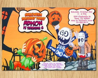 Halloween Birthday Invitation Kids Birthday Party Invite Boy or Girl Printable digital DIY KH001