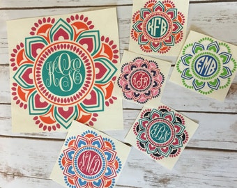 Monogrammed Vinyl Decals - Monogrammed Decals - Monogram Vinyl - monogram car decal - car sticker - monogram vinyl decal - mandala decal