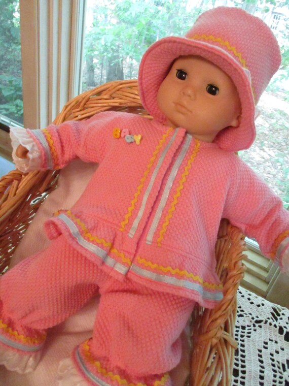 Pink Baby Doll Coat and Hat Outfit to fit your 15 Bitty