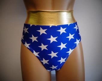 Wonder Woman High Waist Briefs Girls Women Dance Gym Cheer Cosplay DC Comics Star Spandex Stretch Costume Custom Pole