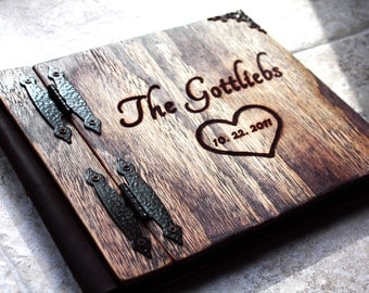 Heart Wedding Guest Book Unique Wood Leather Heart Wedding Guest Book Unique Wood Leather