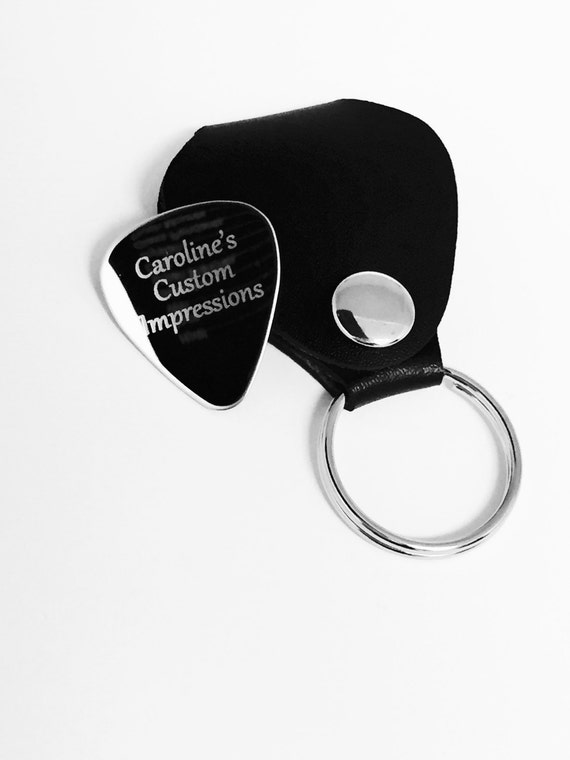 Guitar Pick Keychain Custom Engraved Guitar Pick by CMTImpressions
