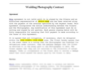 Wedding Photography Contract