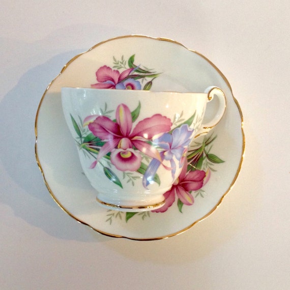 Vintage Tea Cup Regency Orchid Teacup and Saucer