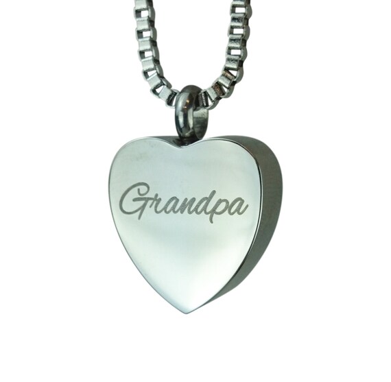 Grandpa Heart Urn Pendant Memorial Ash Cremation Keepsake