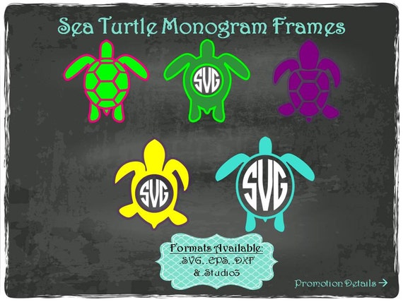 Download Sea Turtles Monogram Frames in .SVG .EPS .DXF & .Studio3