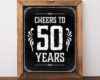 50th birthday party decorations. Printable 50 th birthday decor rustic. 50 birthday centerpieces. Cheers to 50 years poster. Birthday sign