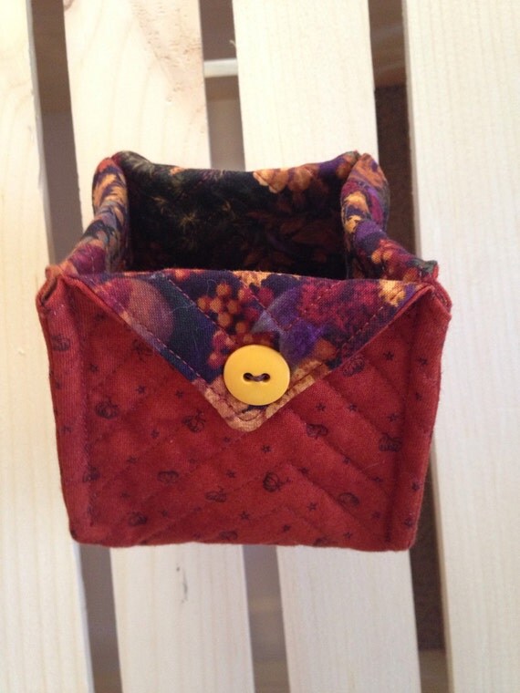 Quilted fabric storage box fall fabric fall flowers yellow