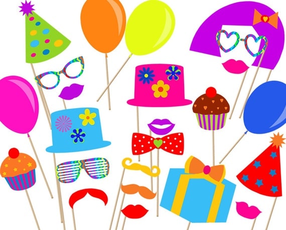 Birthday Party Photo booth Props Printable Instant Download