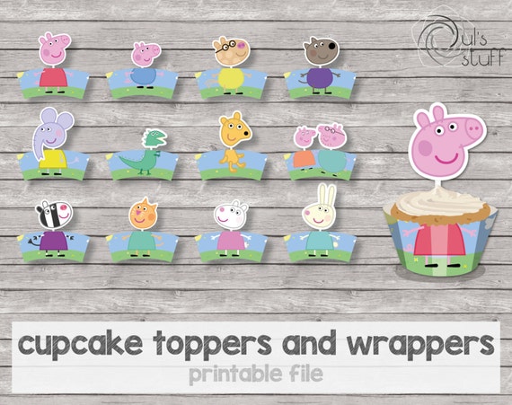 Printable Peppa Pig cupcake toppers and wrappers