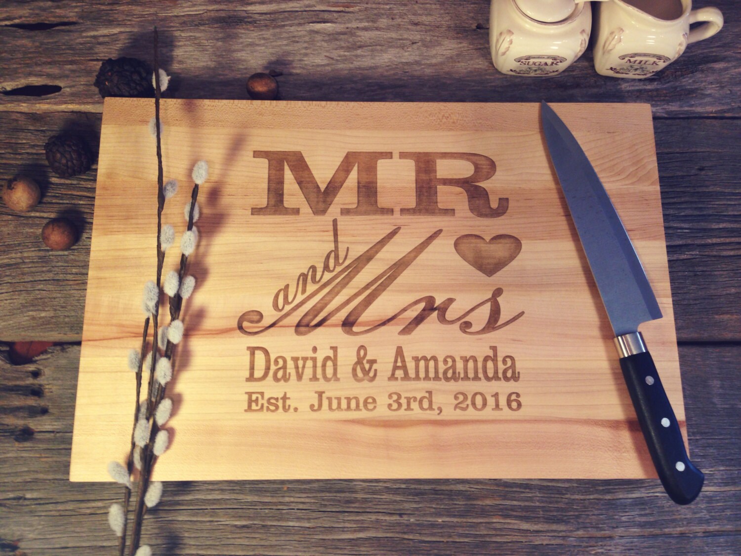 Personalized Maple Canuck Cutting Board Laser Engraved w/Mr